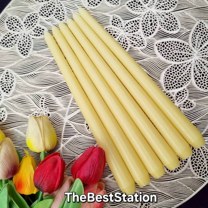 TheBestDIY เทียนแท่ง เทียนเทปเปอร์ สีเหลือง 10นิ้ว แพ็ค/6ชิ้น Yellow Tapper Candles.