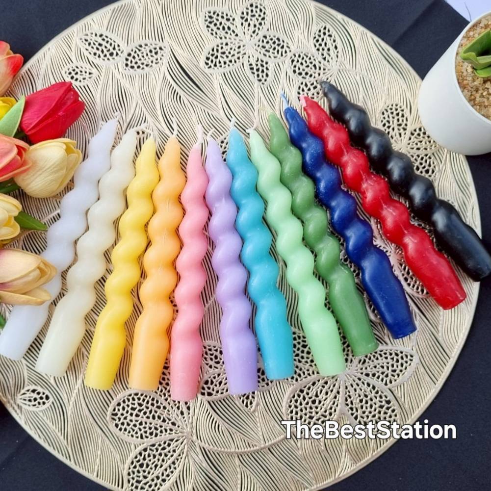 BestCandles เทียนเกลียว ปลายแหลม 7นิ้ว ไม่มีกลิ่น บรรจุ3แท่ง/แพ็ค Unscented Spiral Candle 3stick./Pack