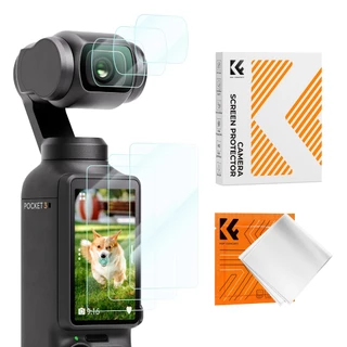 K&F CONCEPT DJI Pocket3/4 Protective ฟิล์มกันรอยตัวเครื่อง*3+ฟิล์มกันรอยเลนส์*3+Clean cloth*1