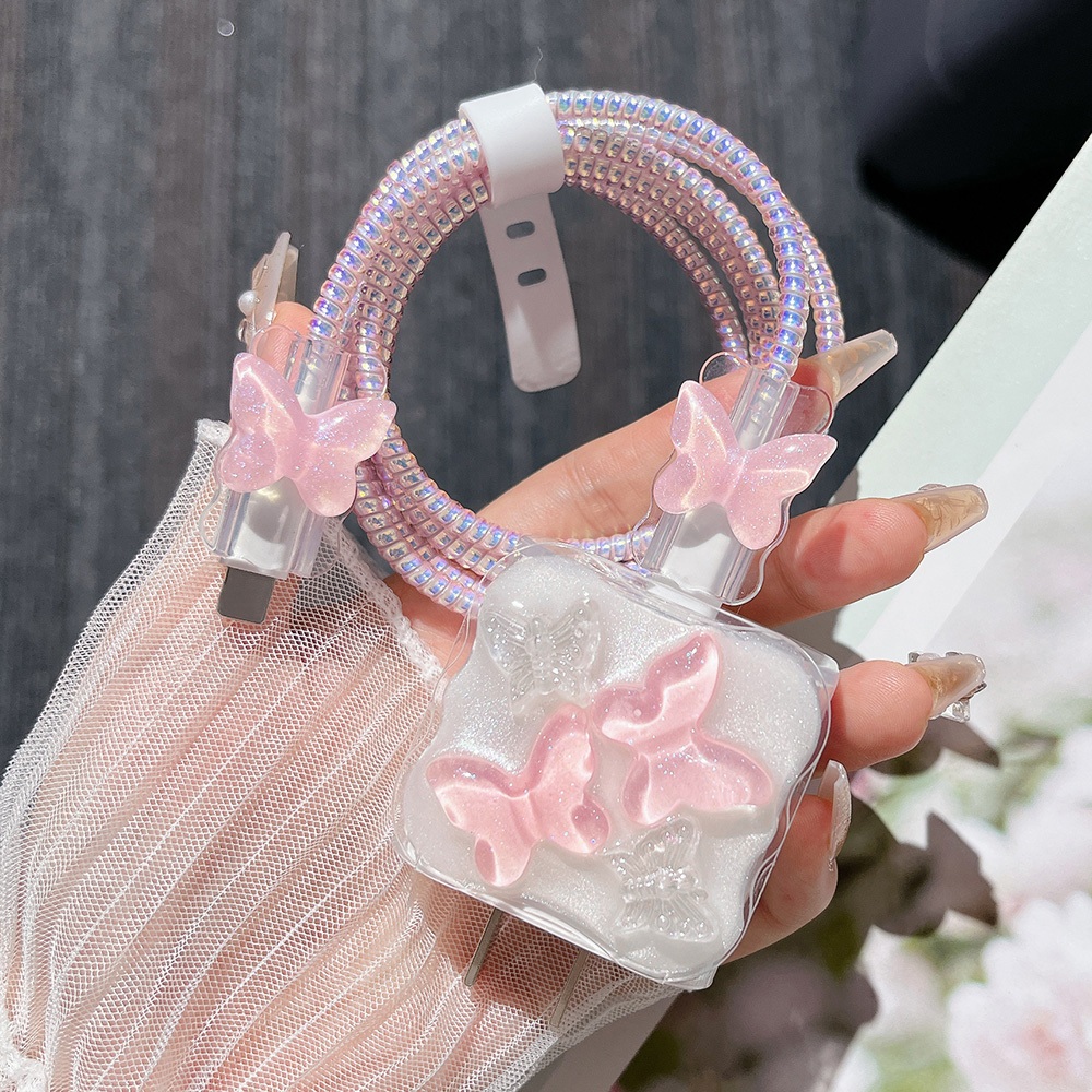 18W / 20W เคสชุดชาร์จสำหรับไอโฟน For Apple Power Adapter ชุดป้องกันสายชาร์จลายการ์ตูนน่ารัก รูปดอกไม้รูปสัตว์