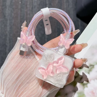 18W / 20W เคสชุดชาร์จสำหรับไอโฟน For Apple Power Adapter ชุดป้องกันสายชาร์จลายการ์ตูนน่ารัก รูปดอกไม้รูปสัตว์