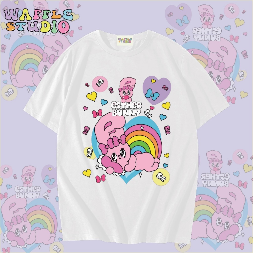 [ ส่งฟรี 🔥 ] WS0489 เสื้อยืดโอเวอร์ไซส์ ผ้าคอตตอน 100% เสื้อยืดเกาหลี เสื้อยืด WAFFLE STUDIO