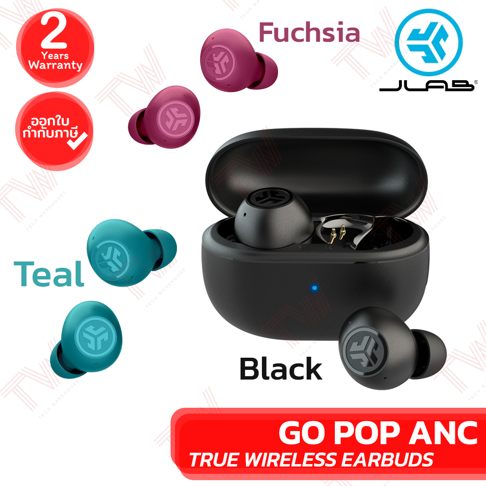 JLAB Go Pop ANC True Wireless Earbuds หูฟังไร้สาย (Black, Fuchsia, Teal) ของแท้ ประกันศูนย์ 2ปี