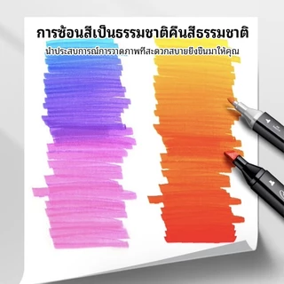 VOVOVA ปากกาเมจิก 2 หัว ชุดระบายสี สำหรับวาดภาพ ✏️ ปากกาไฮไลท์ 2 in 1 สีเข้มสดใส (24-60 สี) สำหรับนักเรียน-ศิลปิน