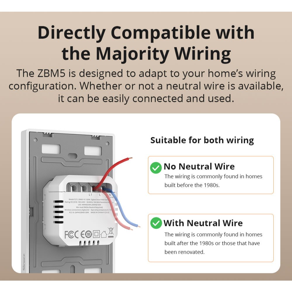 Sonoff ZBM5-120 SwitchMan Zigbee Smart Wall Switch จำเป็นต้องใช้งานร่วมกับ Zigbee Hub ไม่จำเป็นต้องใช้สาย Neutral - รูปที่ 2