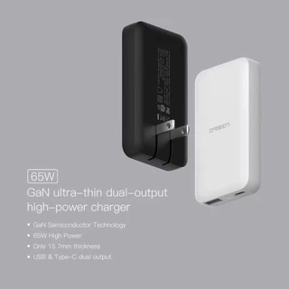 Orsen By Eloop รุ่น C13 Apapter หัวชาร์จเร็ว 2 พอร์ต GaN PD 65W (USB/Type-C) พับได้ 90 องศา
