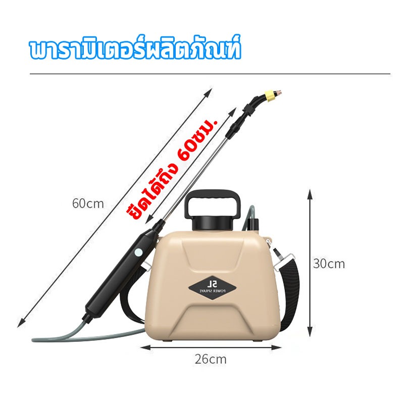 🌈5L/8Lเครื่องพ่นยาไฟฟ้า🌈การฉีดพ่น200นาทีต่อเนื่อง โหมดการพ่นน้ำห้าโหมด 8 ปีไม่เปลี่ยนถังน้ำ แถมอุปกรณืเสริม3ชิ้น - รูปที่ 7