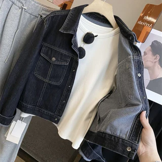 เสื้อแจ็ตเก็จยีนส์ผู้หญิง สียีนส์เข้ม พร้อมส่ง