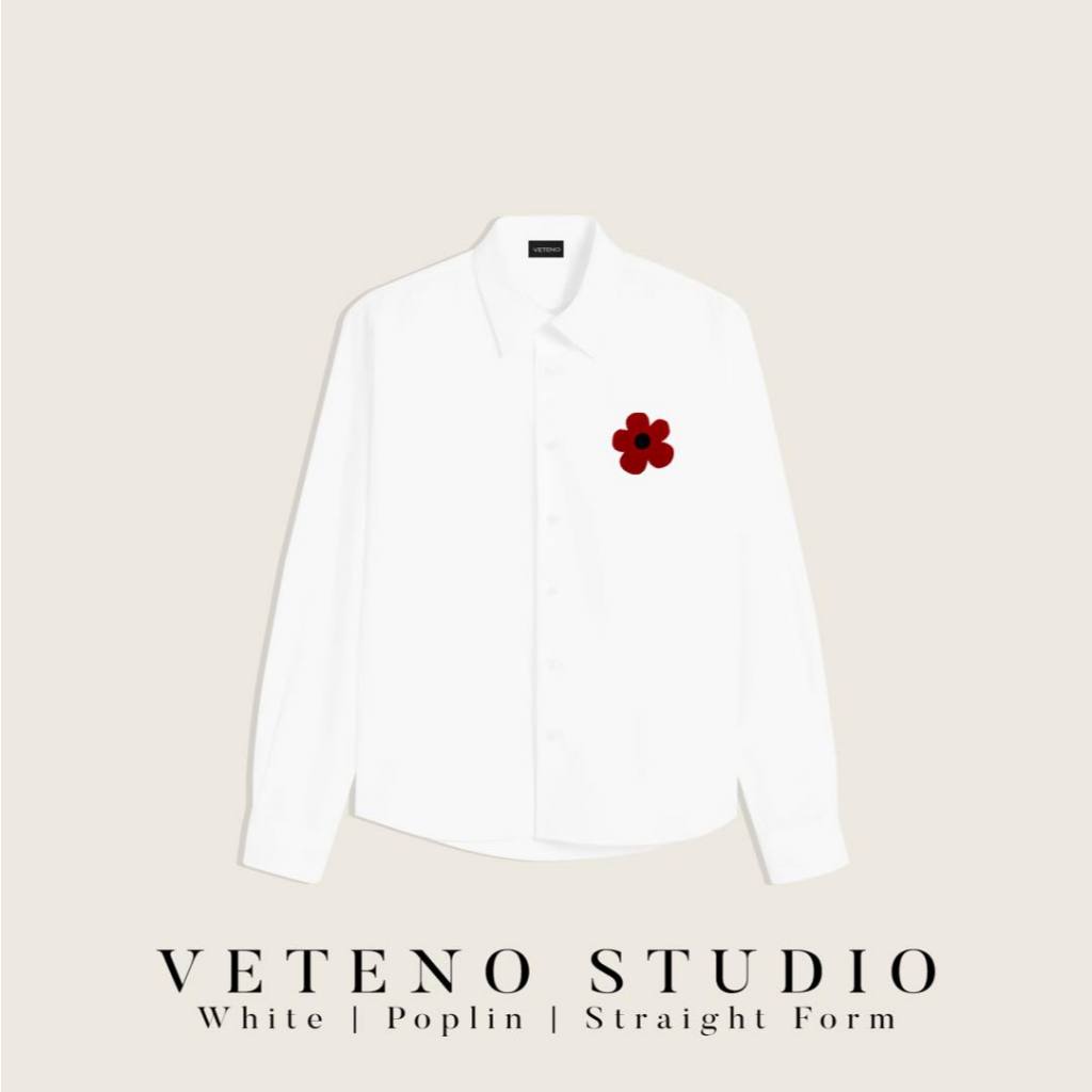 เสื้อเชิ้ตแขนยาว VETENO STUDIO DAISY EMB WHITE SHIRT - LONG SLEEVE