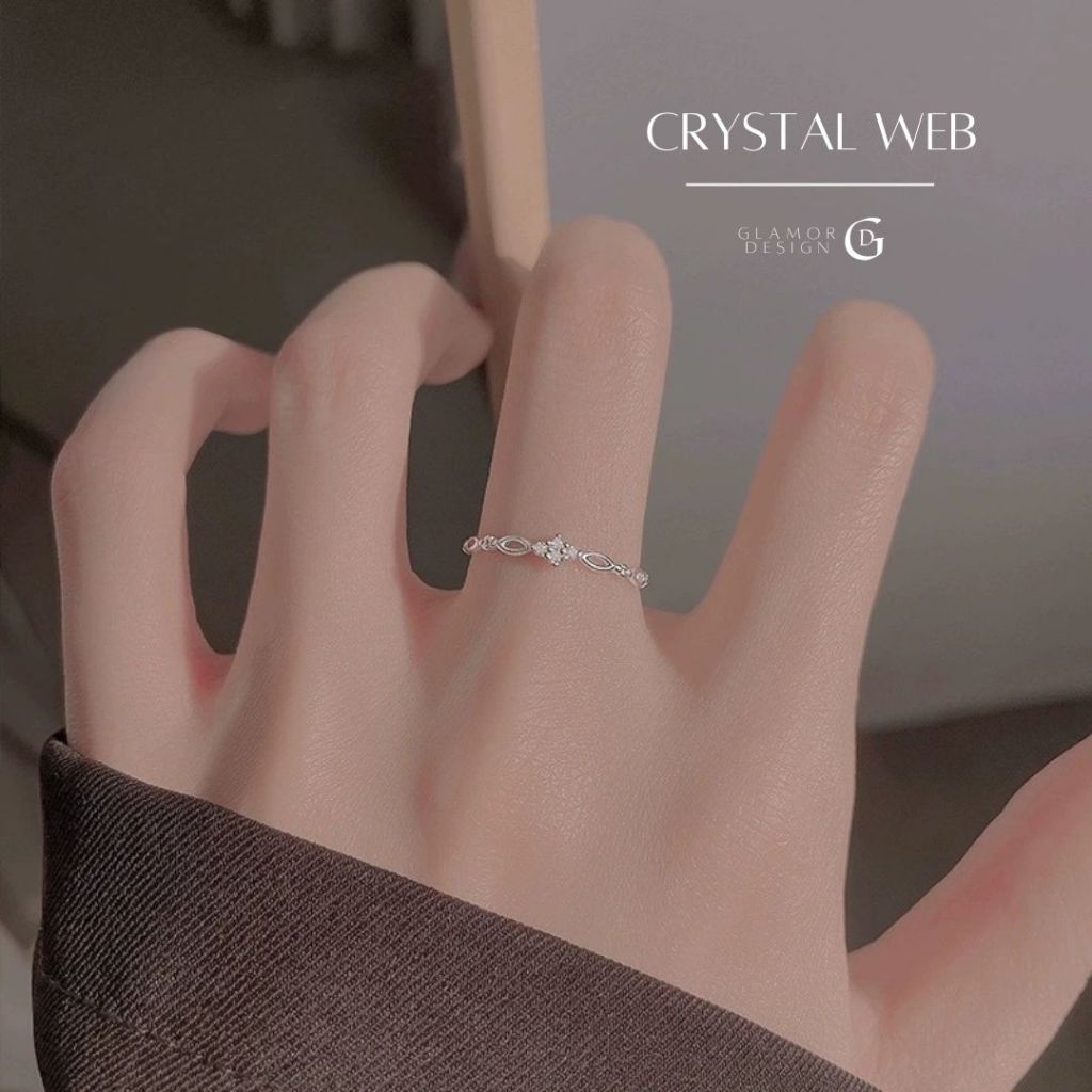 GLAMOR✨แหวน Crystal Web แหวนแฟชั่น แหวนเงินแหวนเรียบๆ ของขวัญผู้หญิง แหวนผู้หญิง แหวนปรับขนาด