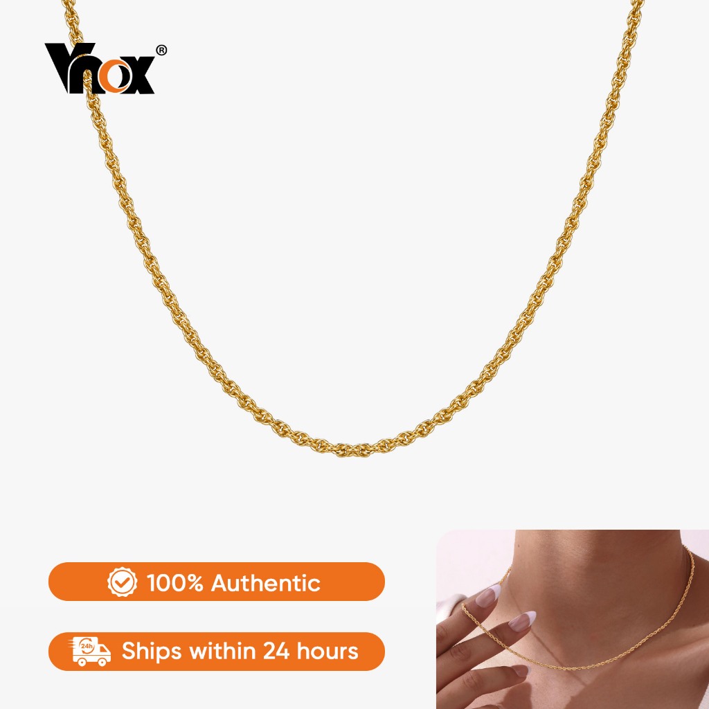 สร้อยคอโซ่เม็ดมุกจาก Vnox สำหรับผู้หญิงและเด็กผู้หญิง ทำจากสแตนเลสสตีลสีทอง ไม่เป็นคราบ สร้อยคอแบบเรียบง่าย