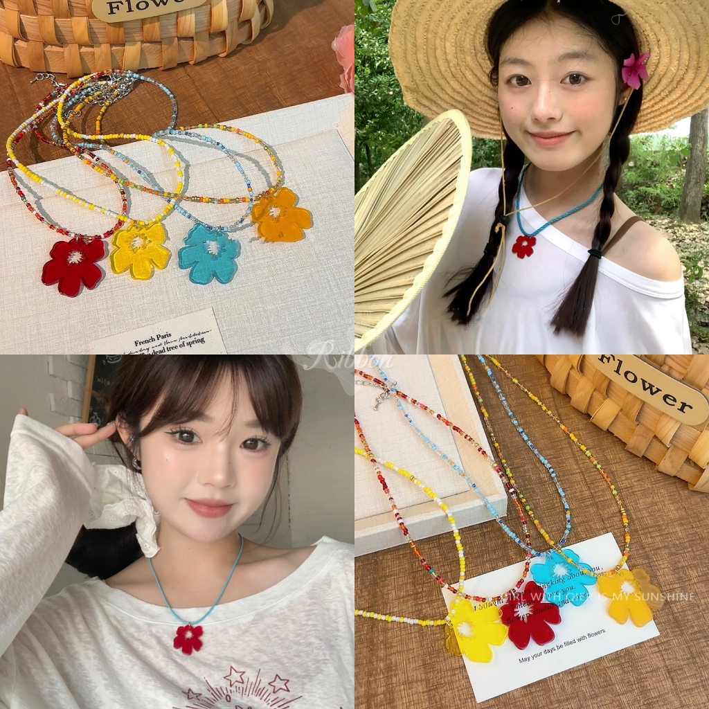สร้อยคอพร้อมจี้ สร้อยคอy2k🌺 สไตล์เกาหลี ลูกปัด สไตล์โบฮีเมียน dopamine สีสันสดใส แฟชั่นสําหรับผู้หญิง หลากสี🌈