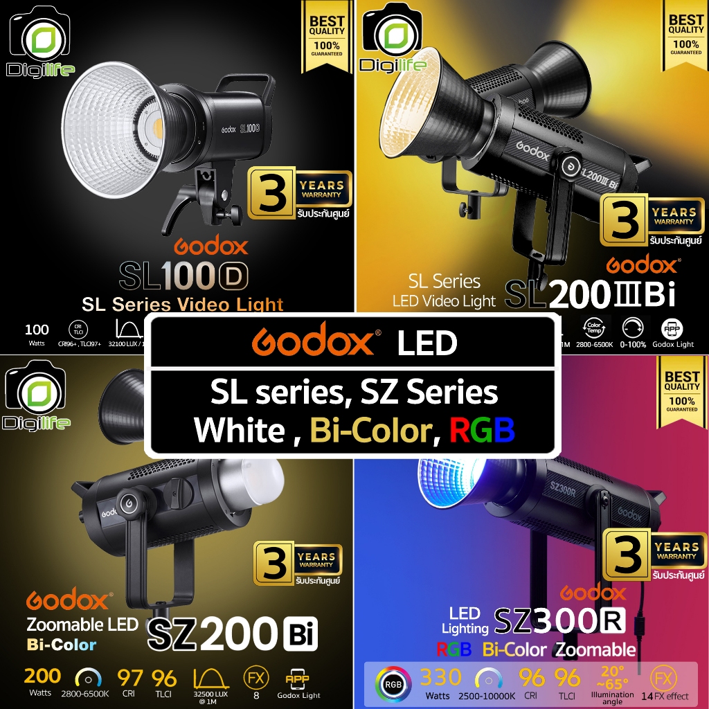 Godox LED SL100D, SL100Bi, SL150III, SL150IIIBi, SL150R, SL200III, SL200IIIBi, SL300III, SL300R, SZ1