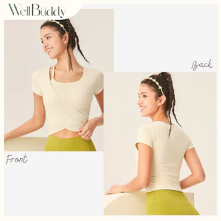 WellBuddy สปอร์ตบราแขนสั้น เสื้อโยคะ เสื้อออกกำลังกายแขนสั้น เสื้อพิลาทิส (Basic Cross-Wrap Top)