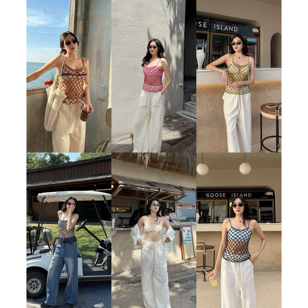 ONNIE.16 - Knitee top เสื้อถักตาข่ายไหมพรม