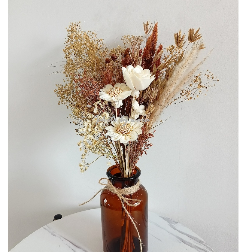 ช่อดอกไม้แห้ง ช่อทานตะวัน 40 cm. โทนธรรมชาติ แจกันดอกไม้ ดอกไม้แห้ง DIY ตกแต่ง พร้อพถ่ายรูป Flower Bunch