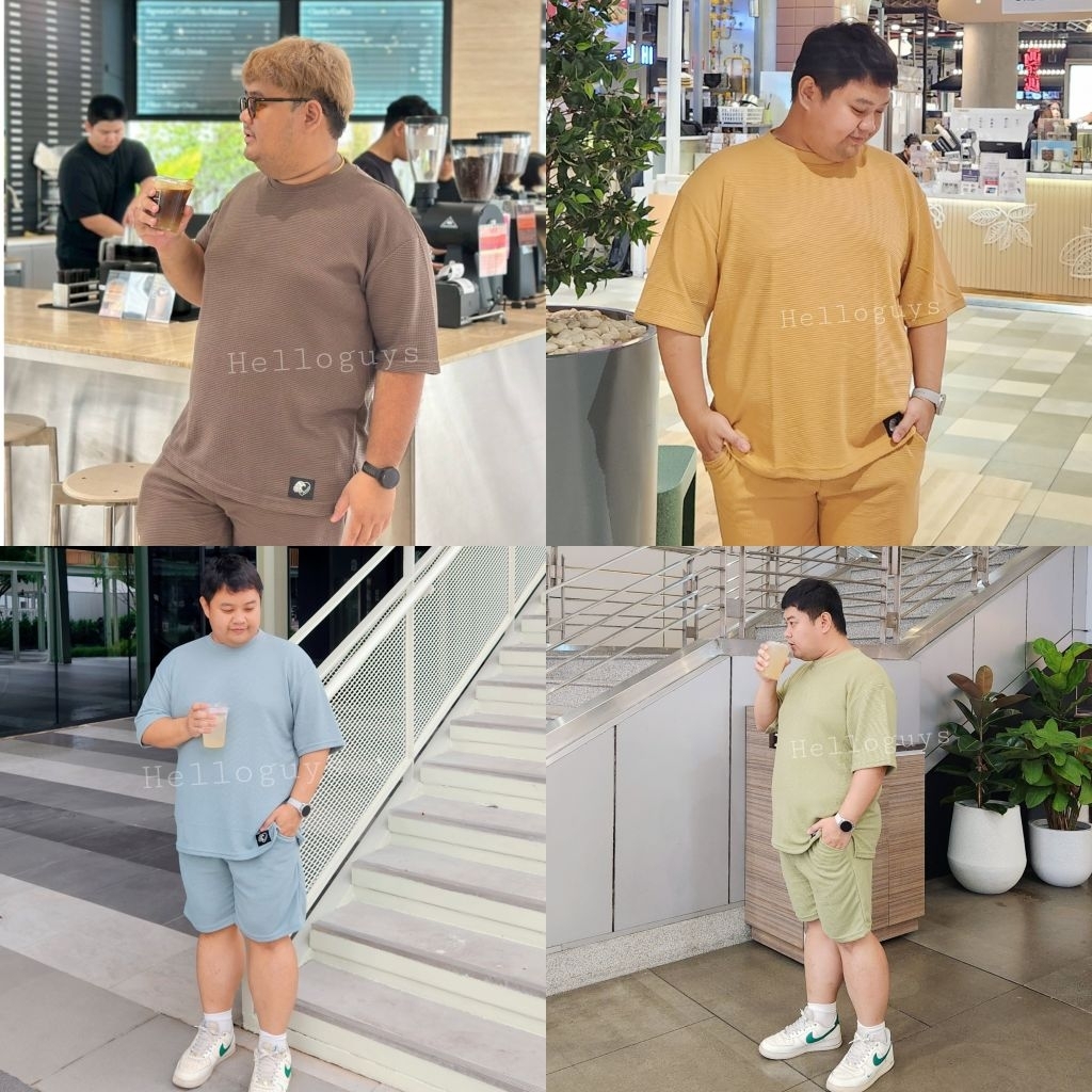 ชุดเช็ตหุ่นหมี (แขนสั้น) เนื้อผ้าดีใส่สบาย ไซส์ XL-3XL อก56"-60" (100KG++)