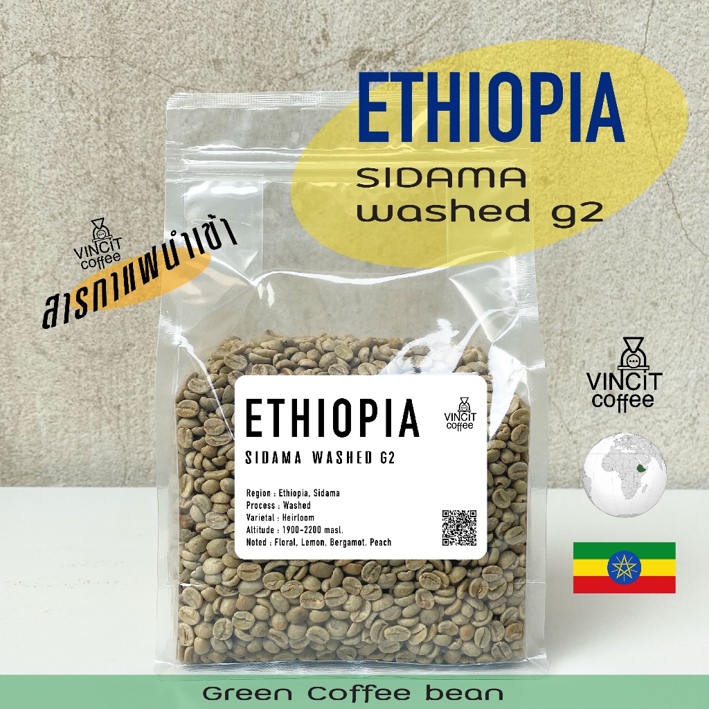 สารกาแฟ Ethiopia Yirgacheffe G2 Washed process, เมล็ดกาแฟดิบ เอธิโอเปีย Green bean สารกาแฟเอธิโอเปีย