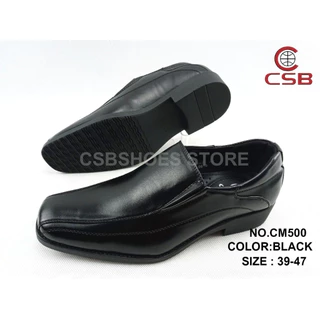 CSB รองเท้าหนังดำรหัส CM500 มีไซส์ใหญ่ 39-47 รองเท้าคัดชูส์สำหรับนักเรียน นักศึกษา ใส่ทำงานได้