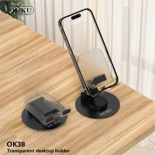 ขาตั้งโทรศัพท์ แบบใส OUKU OK38 ฐานปรับหมุนได้ 360 องศา ยืดหดได้ สามารถพับเก็บได้ พกพาสะดวก