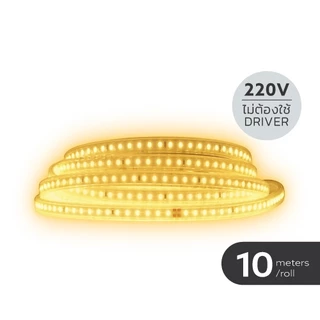 LAMPTAN หลอดไฟเส้น LED STRIPLIGHT SMD AC220V 8w/m ไม่ต้องใช้ไดร์เวอร์ ยาว 10 เมตร กันน้ำระดับ IP65 แสงวอร์มไวท์