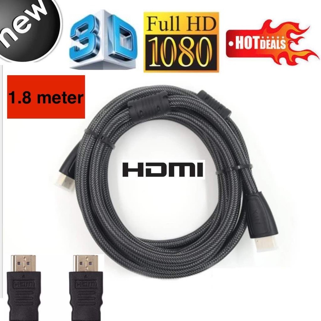 สาย TV HDMI 1.8 เมตร 3เมตร 5เมตร 10เมตร 15เมตร สายถักรุ่น HDMI 1.8M 3M 5M 10M 15M CABLE 3D FULL HD 1