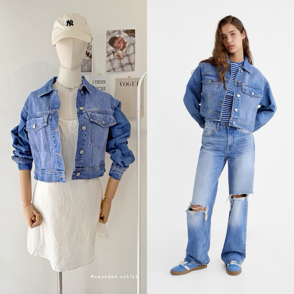 Stradivarius Denim Jacket เสื้อแจ็คเก็ตยีนส์สีฟอกสวย งานจริงสวยมาก งานใหม่ชนช้อป 💯
