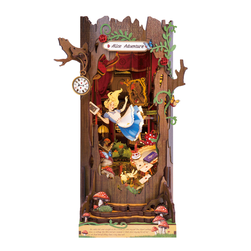 Rolife Book Nook Shelf Insert - TGB12 Alice Adventure ที่กั้นหนังสือ | บ้านตุ๊กตา โมเดลบ้าน ของเล่นศิลปะ DIY