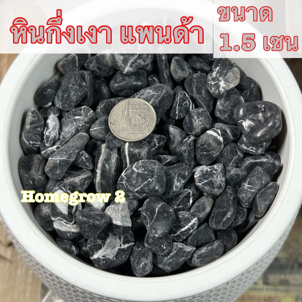 หินดำกึ่งเงา สีแพนด้า พร้อมส่งในไทย ตกแต่งตู้ปลา กระถางต้นไม้