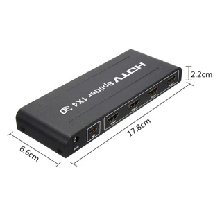 กล่องแยกสัญญาณ Splitter HDMI 1 ออก 4 Full HD 1080P 3D Verion 1.4 (Black)