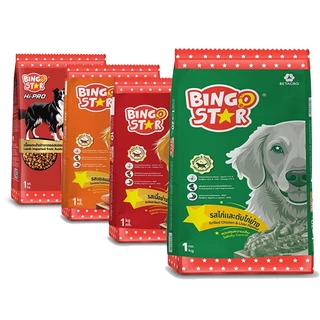 Bingo Star Adult Dog Food อาหารสุนัขโต บิงโกสตาร์ ชนิดเม็ด 1 kg เสริมภูมิต้านทาน โปรตีนสูง สำหรับสุนัขทุกสายพันธุ์