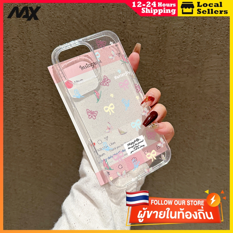 ผงเพชรแผ่นโปร่งใส เทรนด์แฟชั่น ผีเสื้อเล็กๆน้อยๆ for 11 12 13 15 14plus 15 pro max XR 12 13pro 14 7P 8P XS 14Pro 11pro