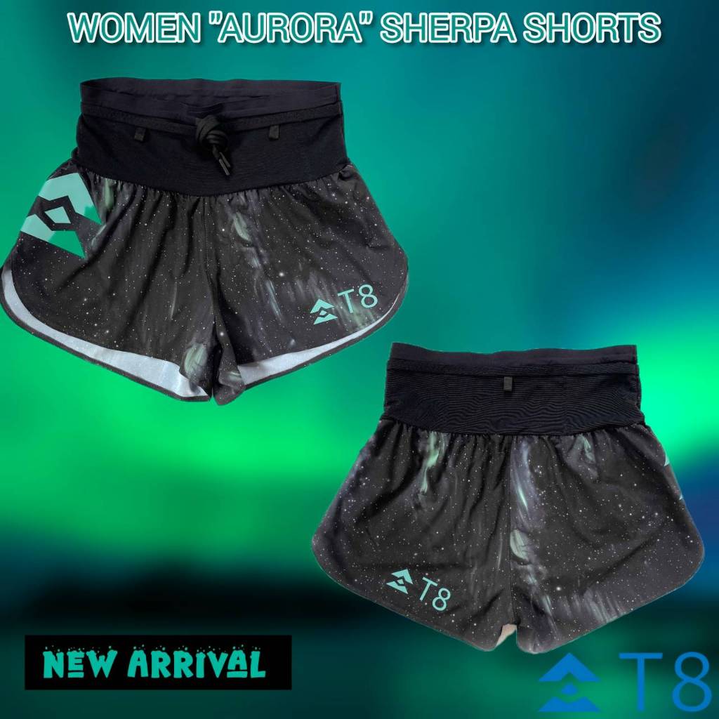 T8 Run กางเกงวิ่งเทรล วิ่งถนน ผู้หญิง พิเศษ  Women's Sherpa Shorts v2 AURORA ผ้าแห้งไว สีใหม่ 2025