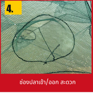 มุ้งดักปลา 4 6 8 10 ช่อง ตาข่ายดักปลา กระชังปลา ที่ดักปลา ที่ดักกุ้ง พับเก็บได้