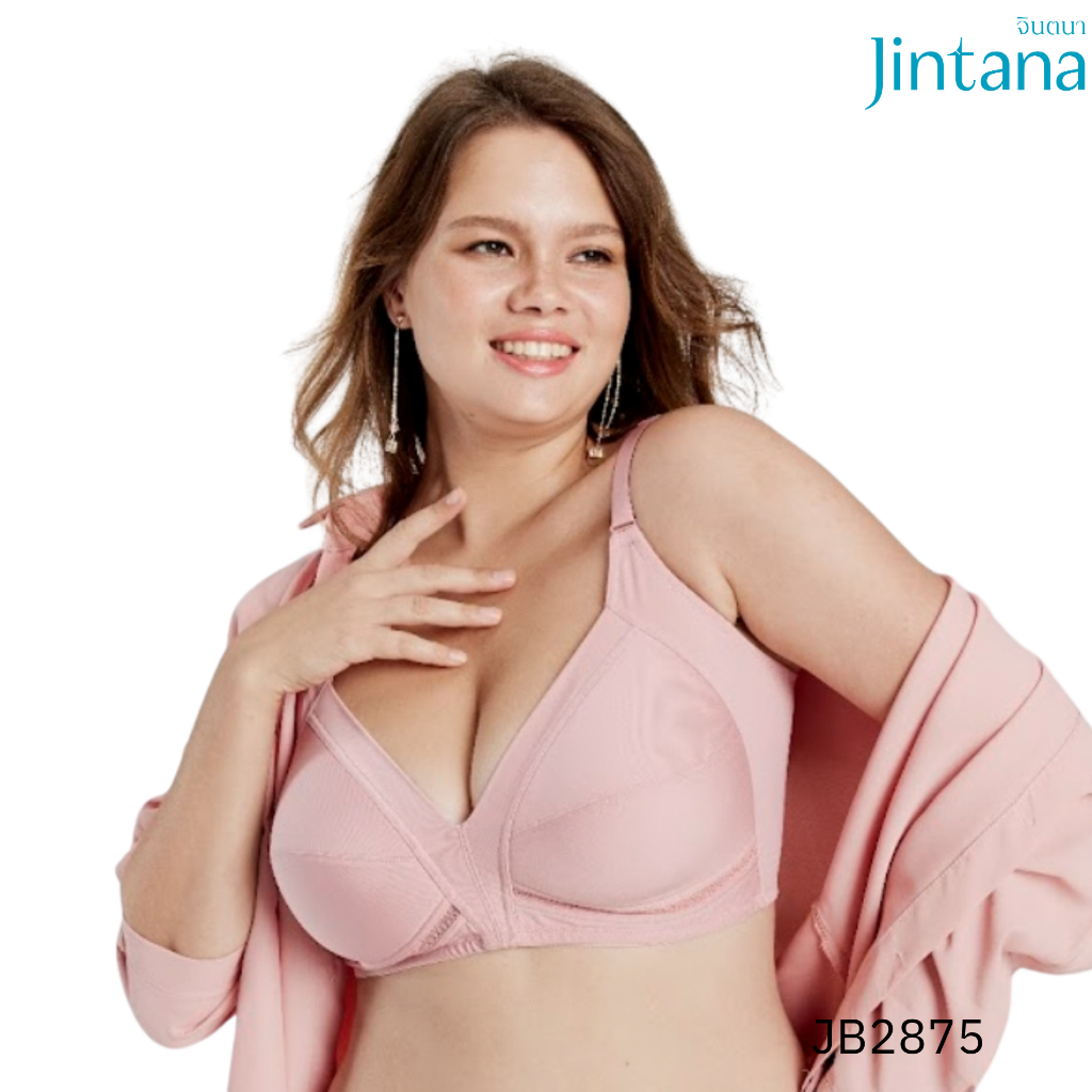 Jintana จินตนา เสื้อชั้นใน รุ่น Basic+ รหัส JB2875 (ไม่มีโครง) Wireless คัพ D,E เสื้อในสาวอวบ กระชับ เก็บเนื้อส่วนเกิน
