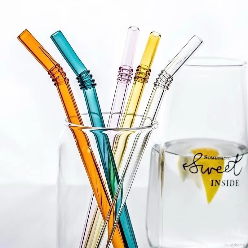 (พร้อมส่ง)💖หลอดแก้วสี่วงแหวน borosilicate หลอดดื่มแบบใช้ซ้ำได้ 1 ชิ้น 8 มม.