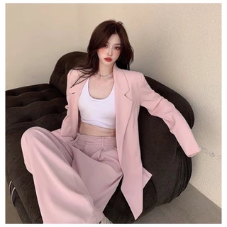SUIT-28🍉เซ็ตทรงโอเวอร์ไซส์ กระดุม 1เม็ด สูทแฟชั่น สไตล์เกาหลี ใส่สวย ชุดเซ็ตผ้านิ่มใส่สบาย เบลเซอร์ ใส่ทำงาน ใส่ออกงาน🍉