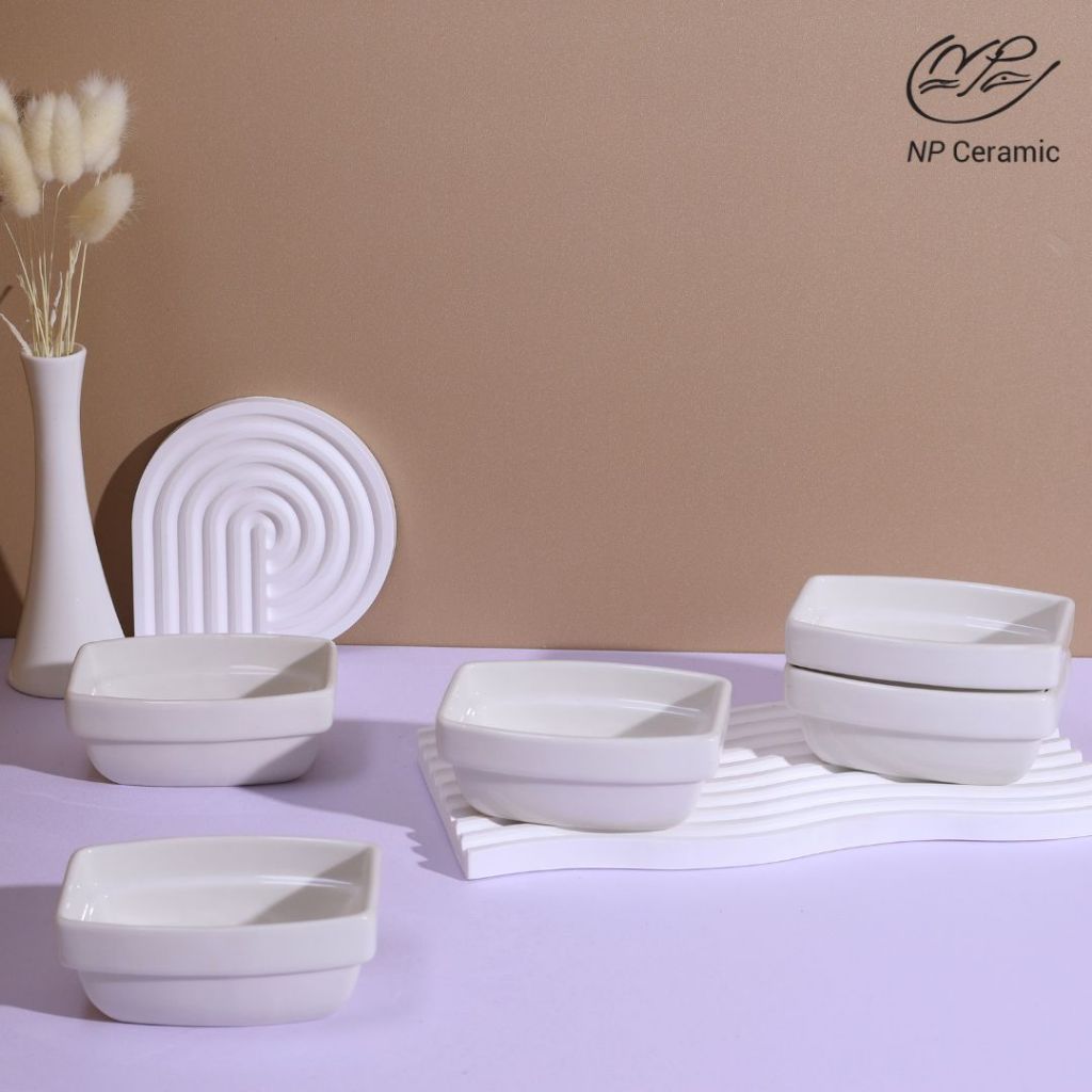 [ลดสูงสุด 80%] NP Ceramic ชามเซรามิค ที่ใส่ซองน้ำตาล สีขาว ทรงซ้อน