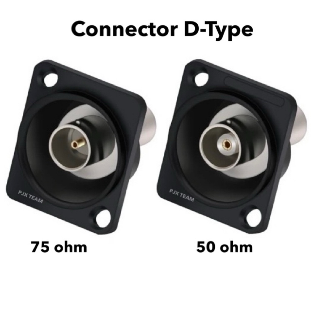 ขั้วต่อ BNC 75 ohm และ 50 ohm แบบติดเพลท ติดแท่น D Type BNC Connector เพื่องานสตูดิโอ