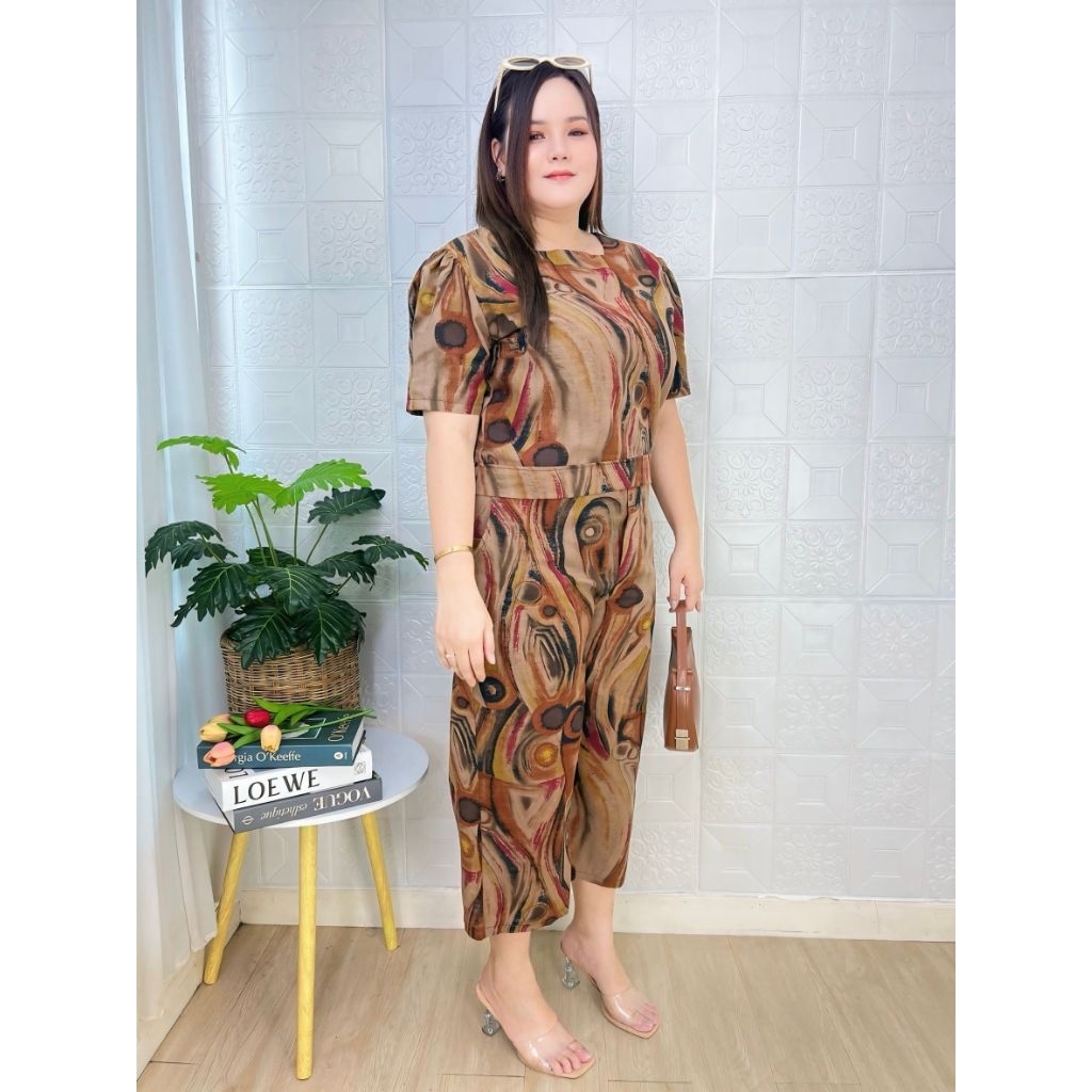 ชุดเซตสาวอวบอ้วน Miss M.A.Closet สาวพลัสไซส์ 2 ชิ้น เซตเสื้อผูกโบว์หลัง+กางเกงขายาว Lady ผู้หญิง Clothing Women - รูปที่ 4