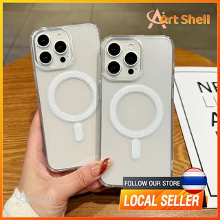 แม่เหล็ก เคสใสกันกระแทก เคสสําหรับไอโฟน11 เคสชาร์ได้ สำหรับ IPhone 13 15 7Plus 14 12 11 Pro MAX 8 6 7 6S Plus