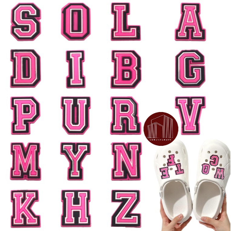 หมุดแต่งรองเท้า ตัวติดรองเท้ามีรู ที่ติดรองเท้า  Charm A-Z ตัวเลข (1ชิ้น)