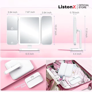 ListonX กระจกแต่งหน้าแบบตั้งโต๊ะไฟ LED | Vanity Lighted Makeup Mirror | กระจกแต่งหน้าพกพา | กระจกแต่งหน้าแบบตั้งโต๊ะ