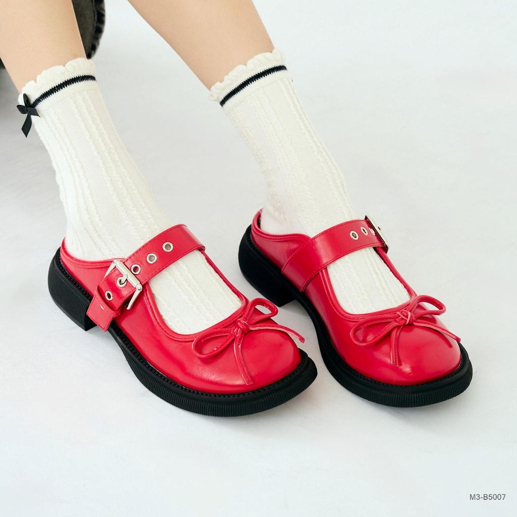 Mellowco รองเท้าแมรี่เจนเปิดส้น Mary Jane Mules รุ่น Tulip Sheen M3-B5007