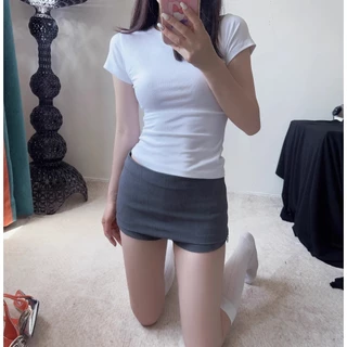 กระโปรงเอวต่ำ สไตล์เกาหลี มีซับใน! mini skirt ป้องกันแสงสว่าง ใส่สบายทุกโอกาส พร้อมส่ง