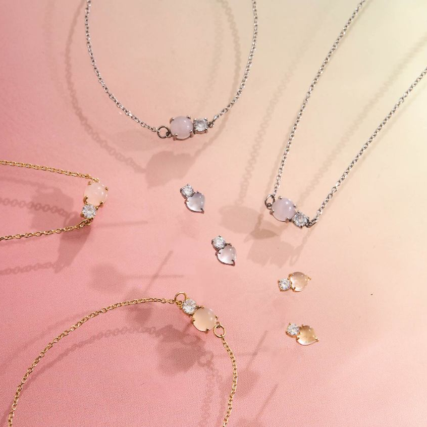 earika.earrings - rosé glowkiss ต่างหู สร้อยคอ สร้อยข้อมือ moonstoneแท้ วัสดุstainless steel เหมาะสำหรับคนแพ้ง่าย