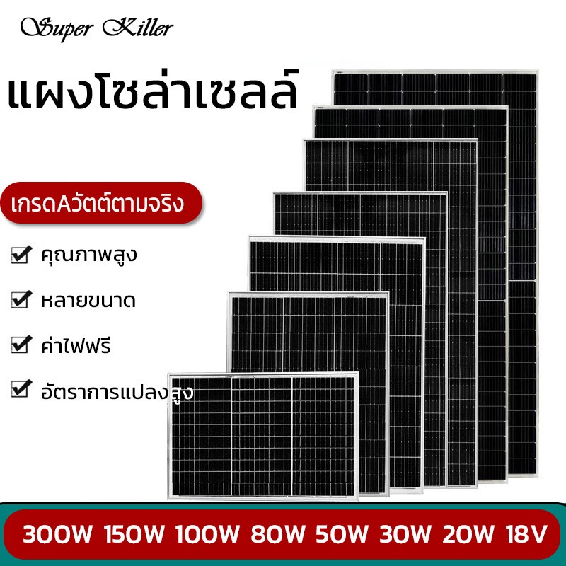 NEOBEE แผงโซลาร์เซลล์ ซิลิคอนโมโนคริสตัลไลน์ ผลิตไฟฟ้า 18V 20-300W Solar-18V