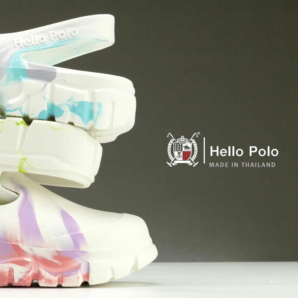 รองเท้า Hello Polo รองเท้ารัดส้น รุ่น HP8025 รองเท้าแฟชั่น สีทูโทน ลายมัดย้อม กันน้ำ กันลื่น ฤดูร้อน ราคา ถูกที่สุด ดีลบีเคเค แกลเลอรีภาพที่ 3