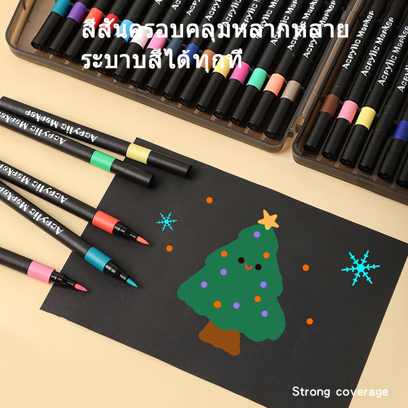 ปากกาอะครีลิคหัวนุ่ม สีสันสดใส ปลอดสารพิษ ล้างออกได้ ไม่ทิ้งคราบ - รูปที่ 4