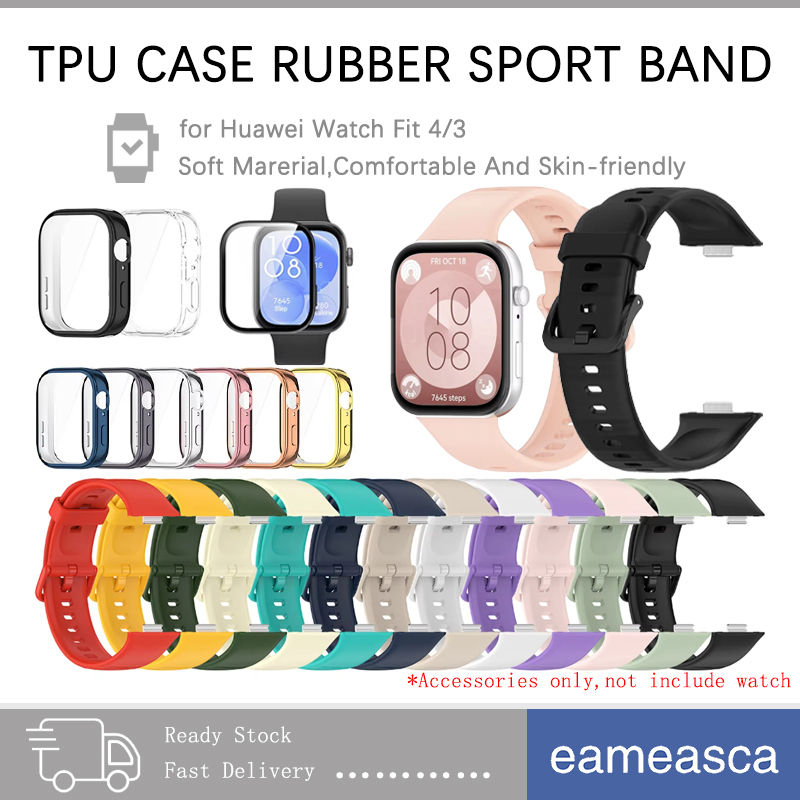 สายรัดยาง TPU for Smartwatch Huawei Watch Fit 4 / Fit 3 สายซิลิโคนเทปป้องกันหน้าจอนุ่มกันชนอุปกรณ์เสริม for Huawei Fit 3